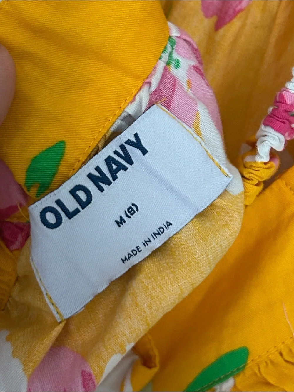 Old Navy Yellow Floral Sun Dress with Pink and Green Accents
